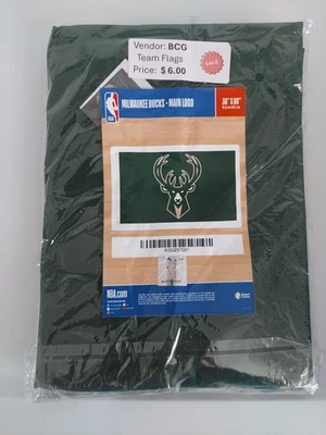 Milwaukee Bucks 3' x 5' Main Logo Team Flag by Desert Cactus - NEW Foto 1 de 3