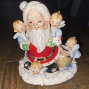 Vintage Lefton Santa With Baby Angels Christmas Figurine - Picture 1 of 8