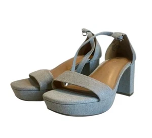 Mujer 9WW Plataforma Tórrida Tacón Bloque con Correas en el Tobillo Look Denim - Imagen 1 de 7