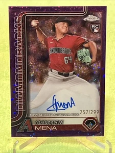 /299 Cristian Mena RC AUTO 2025 Topps Chrome #RA-CME PURPLE SPECKLE REFRACTOR - Picture 1 of 3