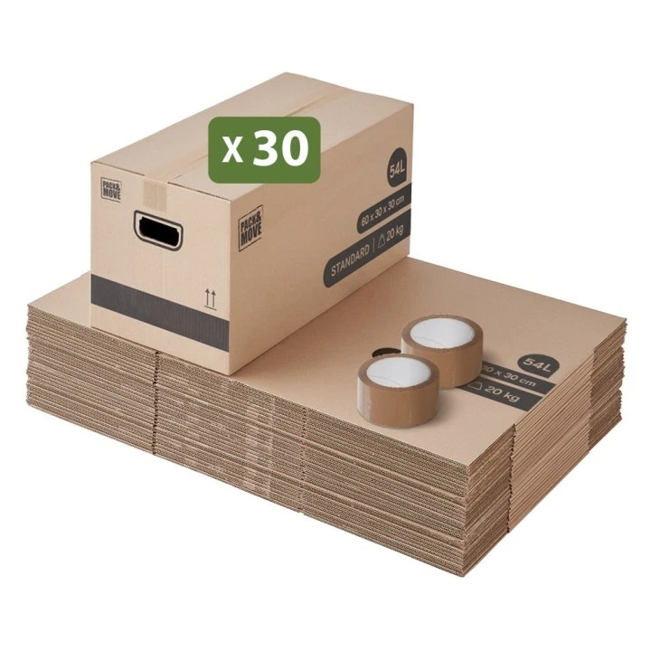 Pack and Move - Lot 30 cartons déménagement stockage standard - 60 x 30 x 30 cm  - Photo 1/1