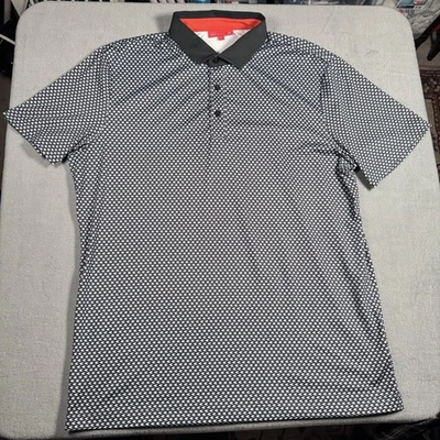 Polo de golf Redvanly L para hombre negro blanco geométrico elástico rendimiento Polo Foto 1 de 4