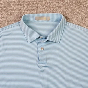 Polo Peter Millar peso piuma uomo grande blu bianco righe performance - Foto 1 di 13