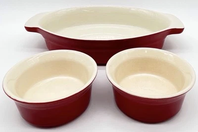 Juego de platos para hornear de gres Bialetti rojo (2) - 4 oz (1) - Qt horno a mesa servir Foto 1 de 4