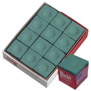 Master Dark GREEN Pool Billiard Cue Q Stick Chalk Doz. Box 12-Pack 1 Dozen 12 ct - Picture 1 of 1