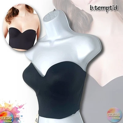 Sujetador sin tirantes espalda baja 38D Future Foundation para mujer b.tempt'd 959281 negro nuevo con etiquetas Foto 1 de 4