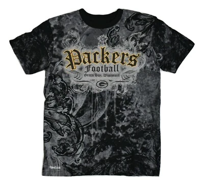 Camisa Reebok Jóvenes Niños NFL Green Bay Packers Diseño Motociclista 2 Caras Nueva con Etiquetas M Foto 1 de 4