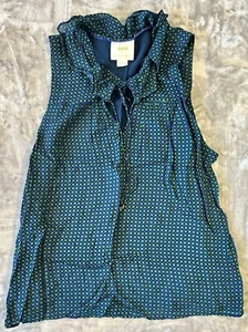 Anthropologie Maeve Women Shirt Sz L Green Blue Wear Lagenlook Geometric Fashion - Picture 1 of 9