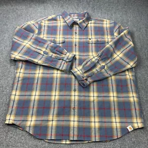 Carhartt Shirt Mens XXL Blue Plaid Flannel Original Fit Heavy Flap Pockets - Picture 1 of 19
