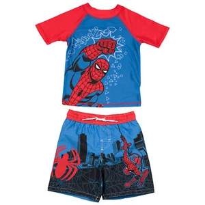 Spider-Man Swinging Action Youth Swim Shorts & Rash Guard Set Multi-Color - Picture 1 of 4