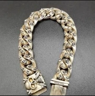 ALTA QUALITÀ Argento Tibetano Acciaio Inossidabile Teschio Skull 1 - Immagine 1 di 4