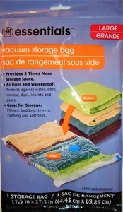 Home Essentials Large Vacuum Storage Bag (17.5" X 27.5" ) Each Lot of 1 & 2 New# - Picture 1 of 4