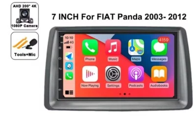 AUTORADIO ANDROID FIAT PANDA 169 2003-2012 CAR PLAY WI-FI 4+32 GB REAR CAM - Immagine 1 di 4