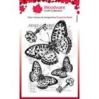 Woodware Clear Magic Singles THREE BUTTERFLIES Clear Stamp 4" x 6" #FRS829