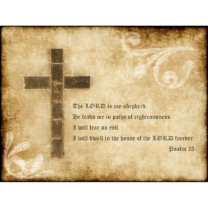 Psalm 23 Herr Hirte Kreuz christlich religiös Zitat ungerahmt Wandbild Poster - Bild 1 von 4
