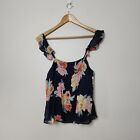 Forever New Top Womens 12 Navy Blue Floral Cammi Camisole Shirt