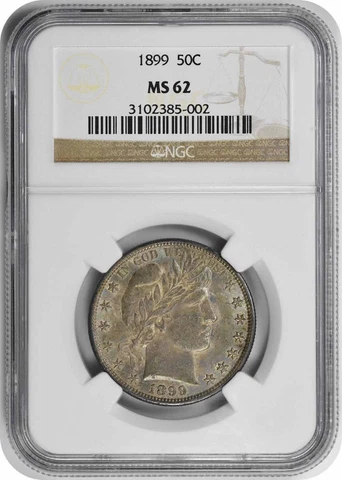 1899 Barber Silver Half Dollar MS62 NGC Cover