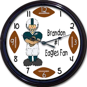 "Reloj de pared personalizado Philadelphia Eagles NFL fútbol americano Wentz personalizado nuevo 10" - Imagen 1 de 1