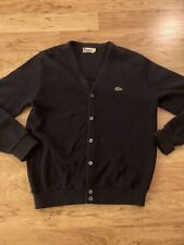 Vtg IZOD LACOSTE Mens Blue Sweater Golf Cardigan Button Up Size Medium USA Made