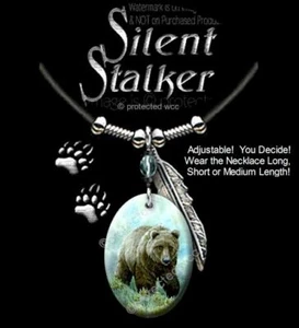 SILENT STALKER GRIZZLY NECKLACE GRIZZLIES PENDANT ART CHARM BEAR - FREE SHIP L' - Picture 1 of 6