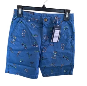 Vineyard Vines Boys Blue Fish Pattern Stretch Cotton Breaker Shorts Sz 14 - Picture 1 of 6