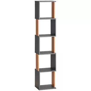 HOMCOM 5-Tier Bookshelf Freestanding Bookcase Storage Shelves, Dark Grey - Picture 1 of 11