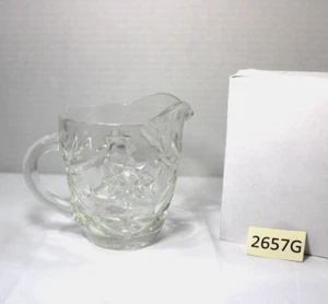 VINTAGE ANCHOR HOCKING GLASS CREAMER--MILK PITCHER ~STAR OF DAVID PATTERN~ 8OZ - Picture 1 of 8