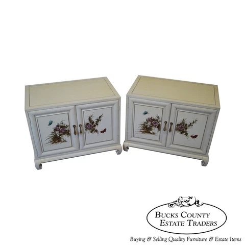 Quality Pair of Hand Painted Asian Style Nightstands Cover