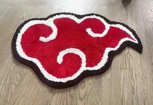 Red Akatsuki Cloud Wool Handmade Area Rug – Anime-Inspired Carpet for Livingroom - Picture 1 of 5