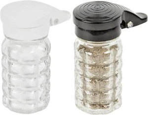 1.5 Oz Beehive Salt and Pepper Shakers with Black & White Hinged Flip Top - Picture 1 of 5
