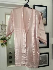 Baby Pink Satin Dressing Gown Size M 10-12 - Picture 1 of 5