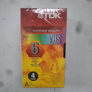 TDK Superior Quality Blank VHS Tapes 4-Pack Sealed VCR 6 Hour EP T-120RV - Picture 1 of 4