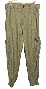 Pantalones Sonoma Para Mujer Talla 8 Lino Mezcla Rayón Utilidad Carga Jogger Bolsillos Verde - Imagen 1 de 13