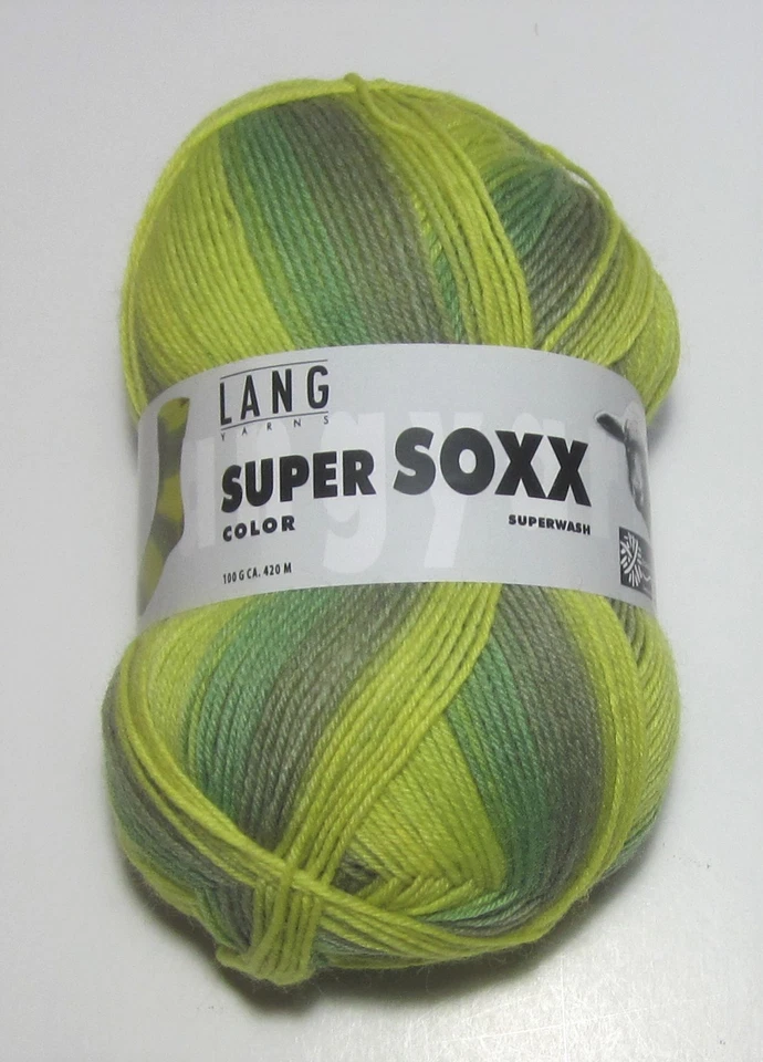 100g ball LANG SUPER SOXX COLOR sock knitting yarn #901 0164 LIME OLIVE GREEN - Image 1 of 1