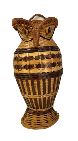 Mid-Century Owl Wall Hanging Basket Weave  Vintage Cover