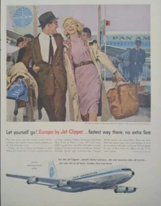 1959 stampa vintage Pan America annuncio. Flying to Europe by Jet clipper - Foto 1 di 1