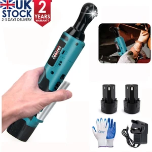 100Nm Electric Cordless Right Ratchet 3/8" 90° Angle Wrench 2 Battery DIY Tool - Picture 1 of 17
