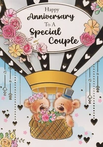 SPECIAL COUPLE ON YOUR ANNIVERSARY GREETING CARD 7"X5" CUTE BEARS - Picture 1 of 2