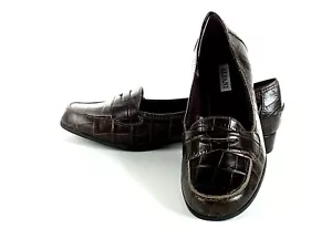 Alfani Bond womens shoes textured brown leather loafers size 6.5 M - Picture 1 of 10