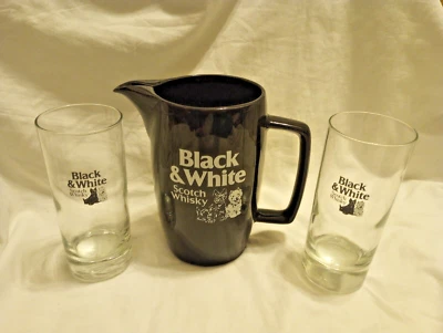 2 vasos Highball de whisky escocés blanco y negro vintage y jarra de pub Scottie Westie Foto 1 de 4