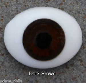 Vidrio liso, ojos de pisapapeles ovalados de espalda plana - marrón oscuro, 20 mm - Imagen 1 de 3