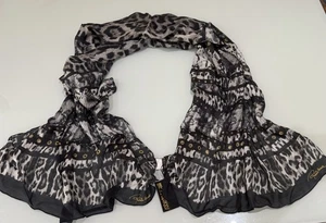 Roberto Cavalli großer 25x64" Schal Tuch Animal Leopardenmuster 100% Modal seidig - Bild 1 von 11