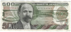 Banknote Mexiko P79b 500 Pesos 1984, Serie EG - Bild 1 von 2