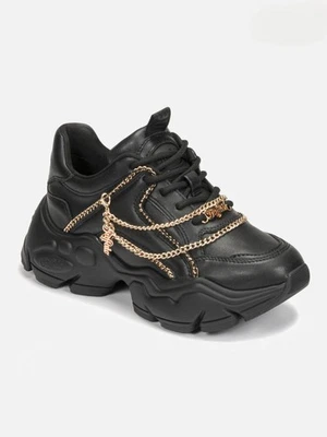 Buffalo BINARY CHAIN Zapatillas de Plataforma Negras para Mujer’s Gruesas Cadena Zapatos Us 9  Foto 1 de 4