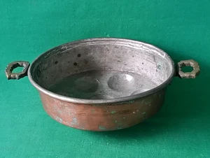 ANTICO TEGAME PADELLA IN RAME E OTTONE CUOCIUOVA CUOCI UOVA VECCHIO. DB26 - Foto 1 di 9