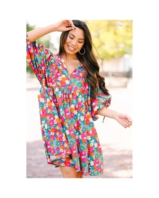 Azura Exchange Floral Print Mini Dress Women Sky Blue Casual Foto 1 de 4