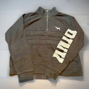 PINK Victoria’s Secret Pullover Sweatshirt mit Viertelreißverschluss Damen Größe Small grau - Bild 1 von 7