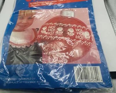 复古 全新无标签~Fun World 圣诞乙烯球饰 ~ 12"蓝色 1979 — 第 1/4 张图片