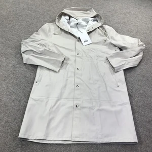 Stutterheim Goteborg Coat Womens Large Light Sand Hooded Waterproof Snap Front - Picture 1 of 22