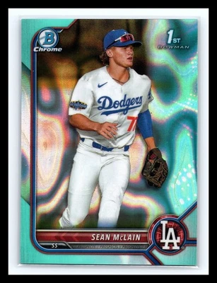 💥 2022 1st Bowman Chrome Sean McLain Aqua Lava / 199 Dodgers RC # 50 - Image 1 of 2